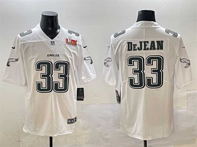 Men's Philadelphia Eagles #33 Cooper DeJean White 2025 Super Bowl LIX Patch Fashion New Vapor Untouchable Limited Stitched Jersey Dzhi,We sell and wholesale Men's Philadelphia Eagles #33 Cooper DeJean White 2025 Super Bowl LIX Patch Fashion New Vapor Untouchable Limited Stitched Jersey Dzhi on line form chian!